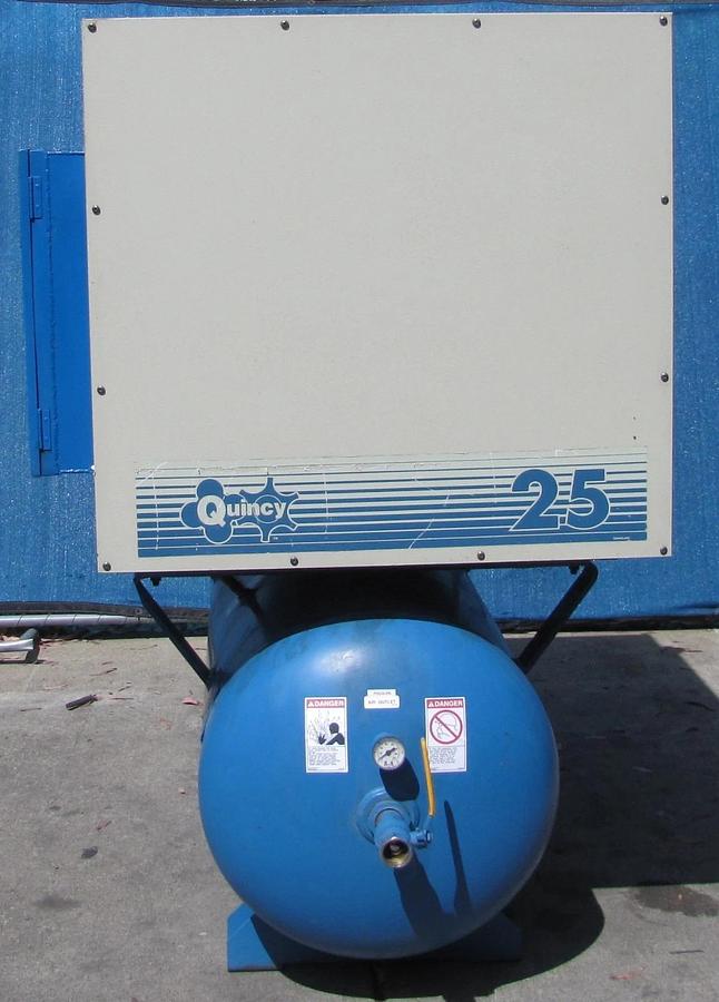 Used Quincy 25HP VFD Rotary Screw Air Compressor 120 Gal Tank 230V 3PH Only 34178 Hrs