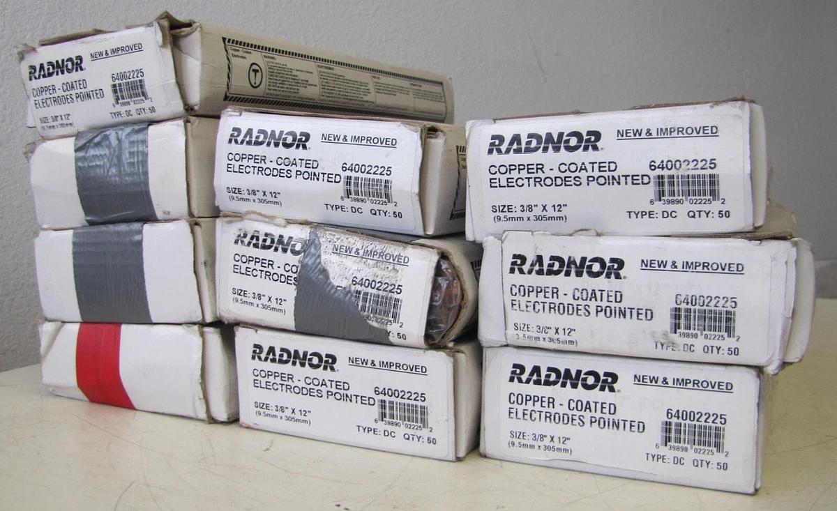 Used Lot of 10 Radnor Copper Coated Gouging Electrodes Pointed 3/8" x 12" 64002255
