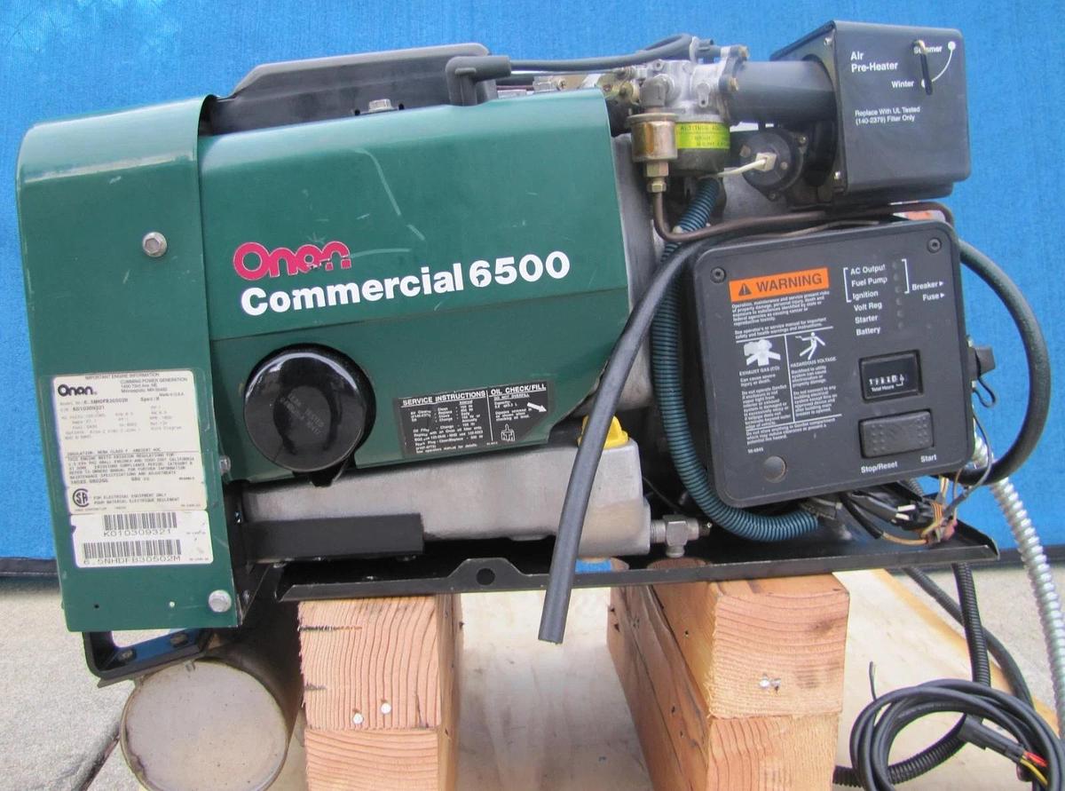 Used Onan Emerald Plus 6500 Watt RV Generator Gasoline Powered 120V Output 54.2 Amps