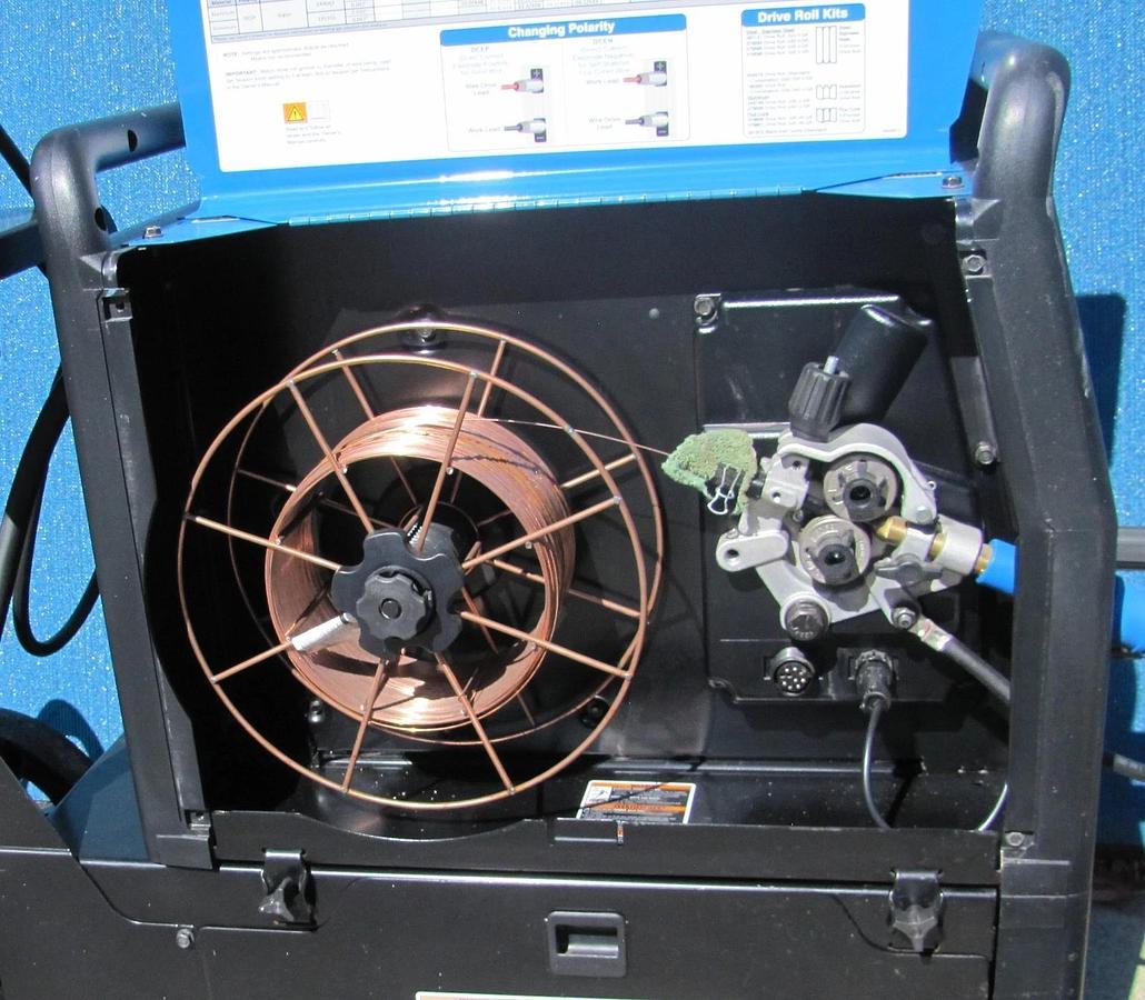 Used Miller Millermatic 255 MIG Pulsed MIG Welder 230V 3 Phase 7in LCD Cart Helmet
