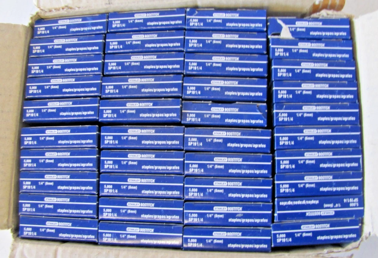 Stanley Bostitch SP19 1/4" Staples 40 boxes 5000 per box