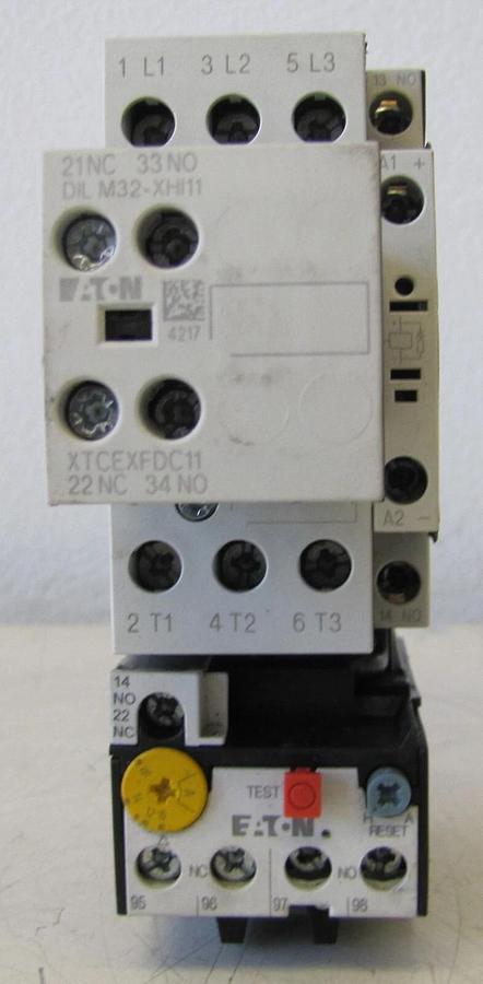 Used Eaton 40 Amp DIL M17-10 Motor Starter Contactor 24 VDC Coil and Overload Relay