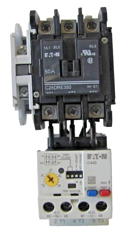 Used Eaton 50A Motor Starter Contactor C25DRE350 3-Pole 600V with 110V Coil