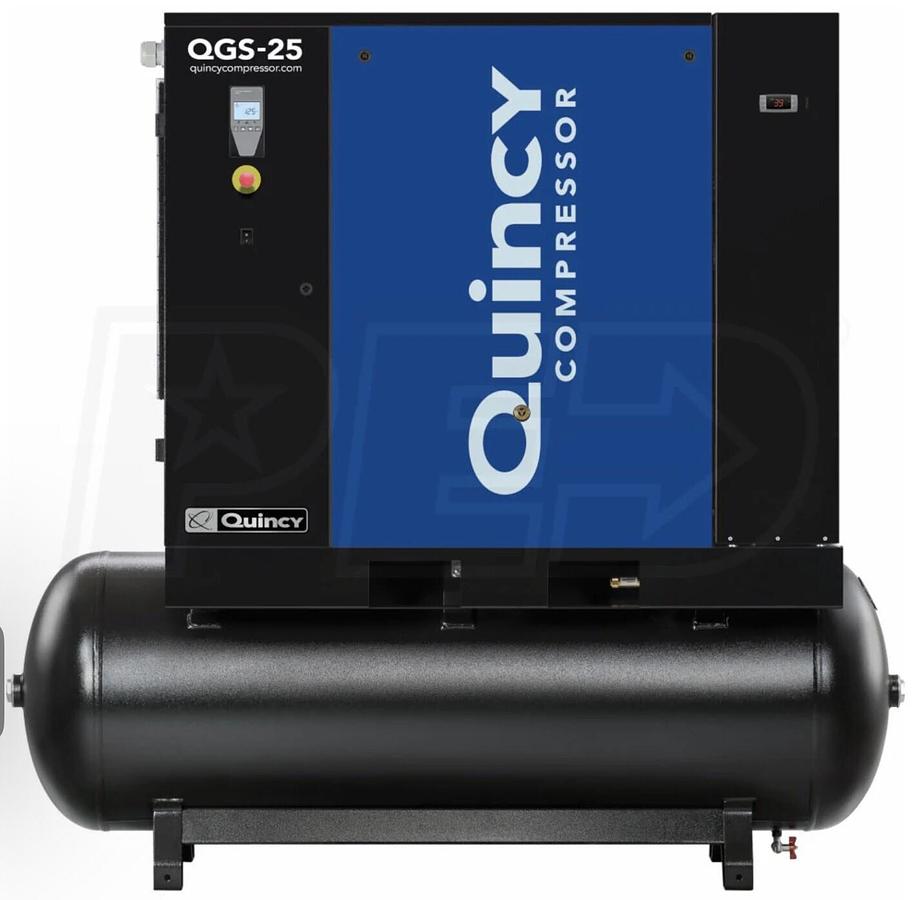 Used 2024 New Quincy QGS-25 Rotary Screw Air Compressor 25 HP w Dryer & 120 G Tank