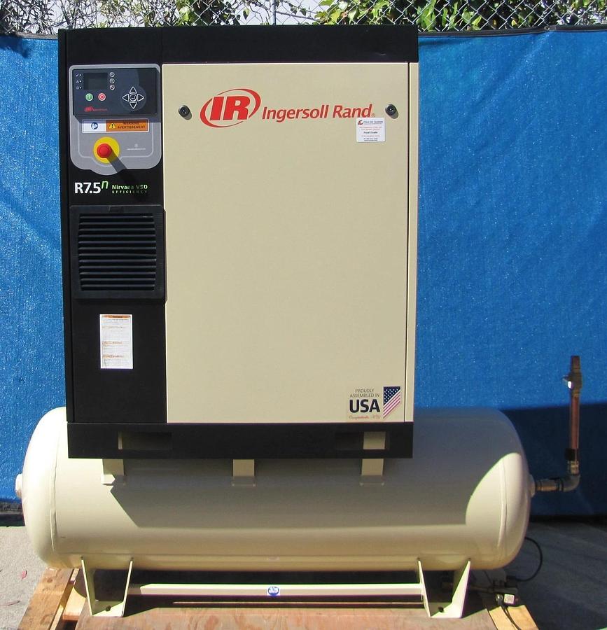 Used Ingersoll Rand R7.5 Nirvana VSD 10HP Rotary Screw Air Compressor 80 Gallon Tank