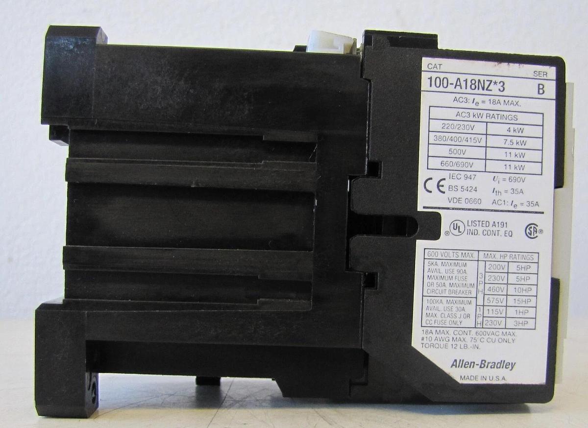 Used Allen Bradley AB 35A Contactor 100-A18NZ*3 12V DC Coil 35 Amp 10E