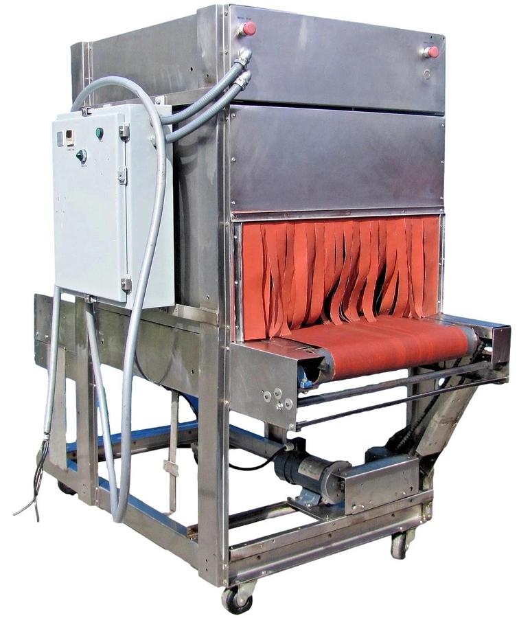 Used Commercial Stainless Steel Heat Shrink Tunnel 350°F Adjustable Speed Conveyor