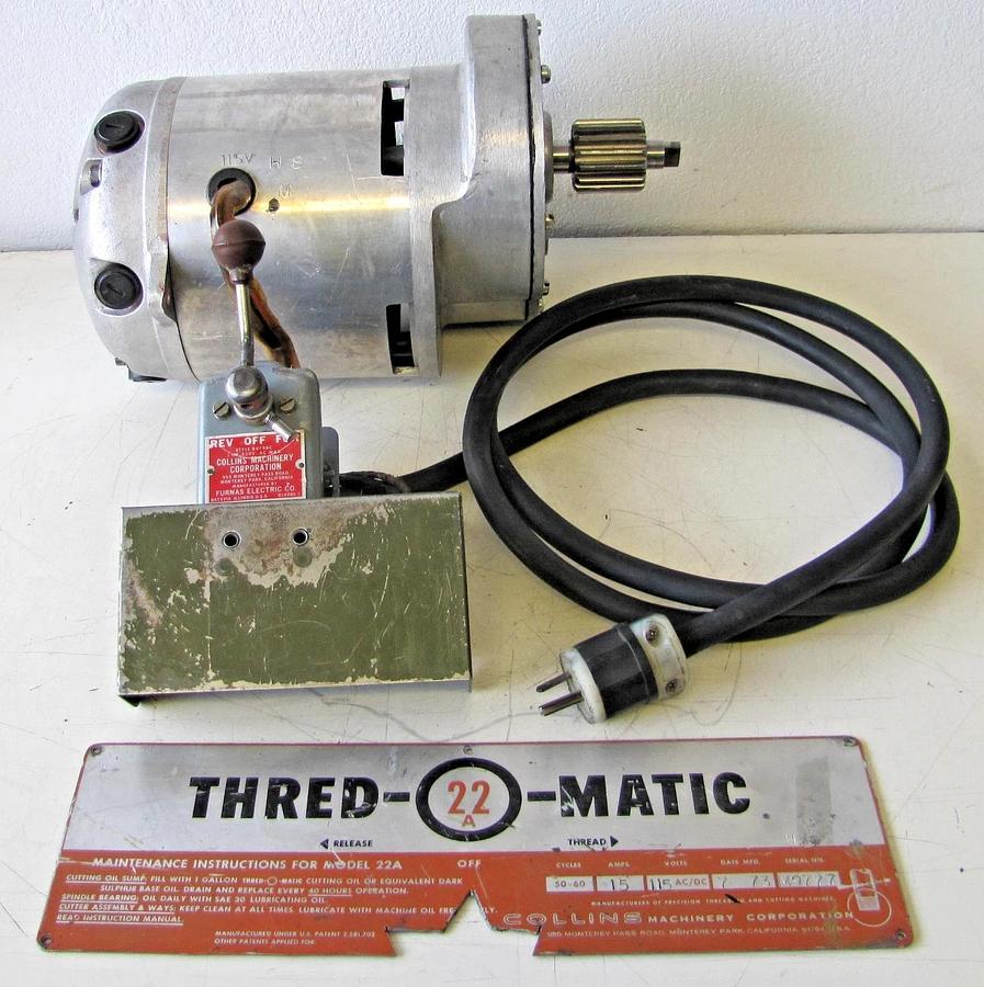 Used Collins 22A Thred-O-Matic Electric Motor with Switch 115V HS M
