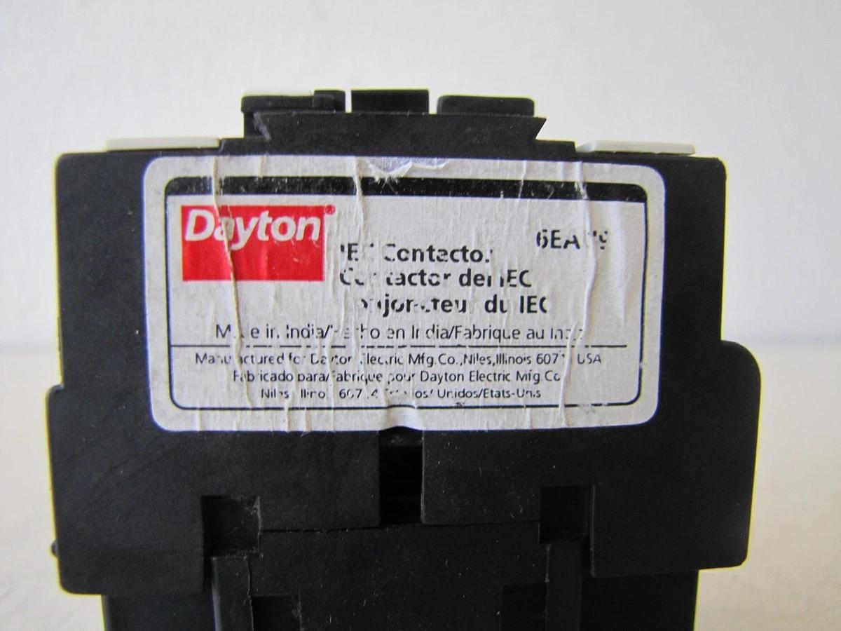 Used Dayton Electrical 9 Amp IEC Contactor 3 Pole 600V Max 6EAJ9 w/ 24V 50/60 Hz Coil