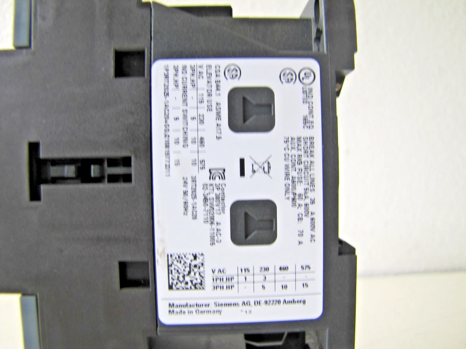Used Siemens 3RT2025-1AC20 35A Motor Starter 24V Coil Overload 3PH 5HP 230V 10HP 460V