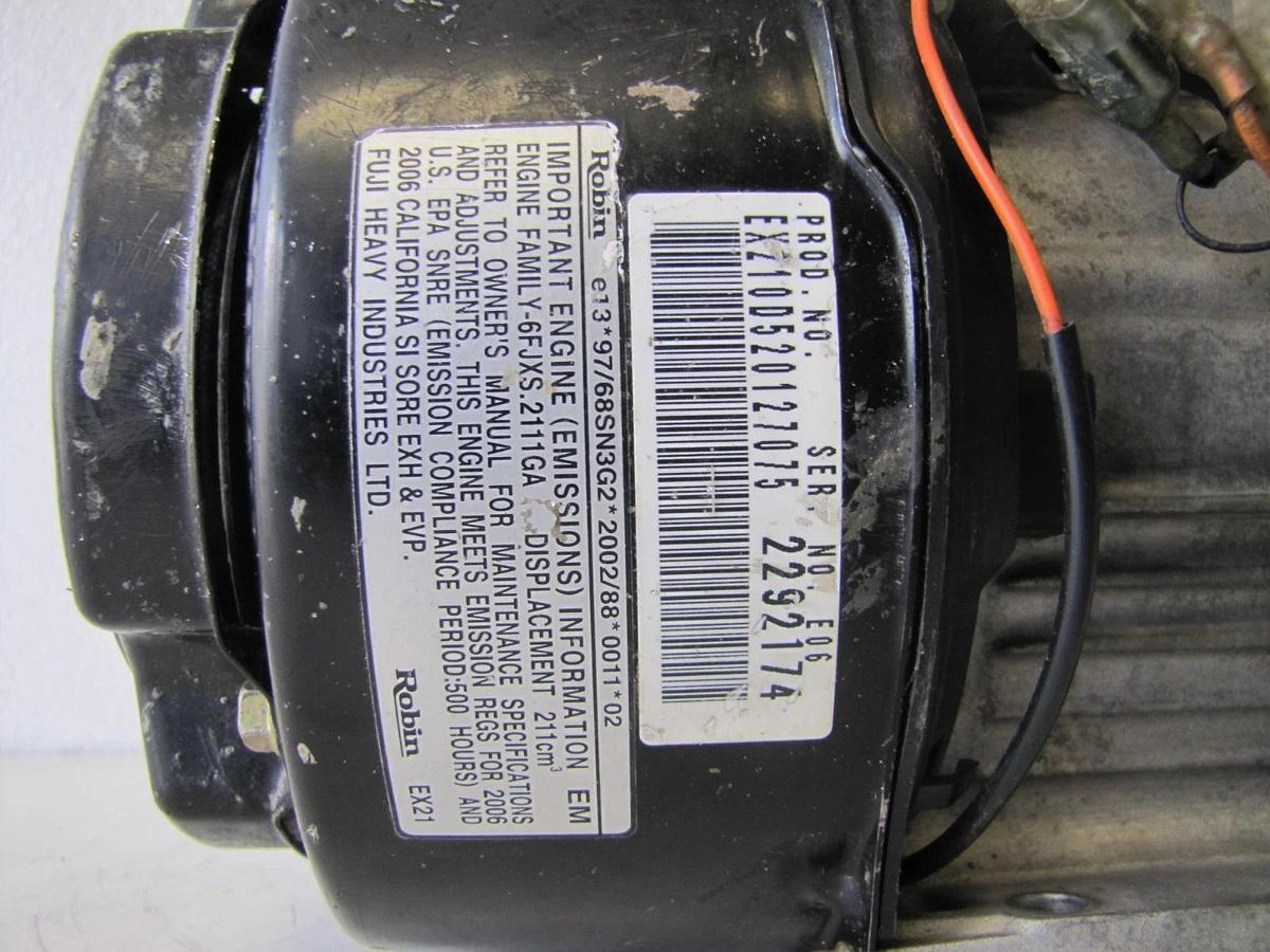 Used Subaru Robin OHC EX21 Gas Engine 7 HP Horizontal Shaft 211cc Industrial Motor