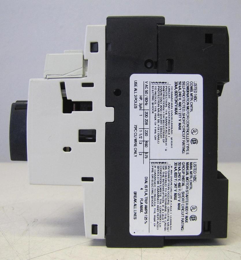 Used Siemens 3RV1021-1EA10 Manual Motor Starter Circuit Breaker 4 Amps 4A