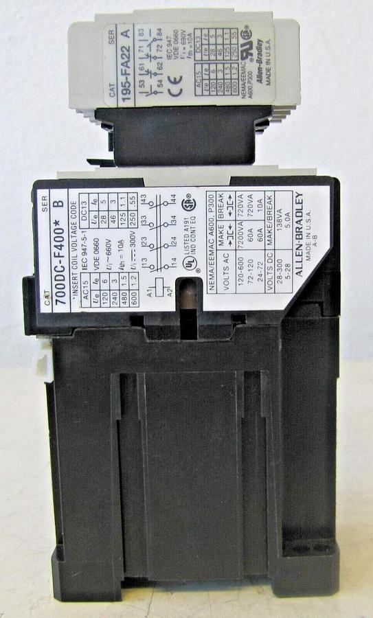 Used Allen Bradley AB 10A Contactor 700DC-F400 12V DC Coil 10 Amp