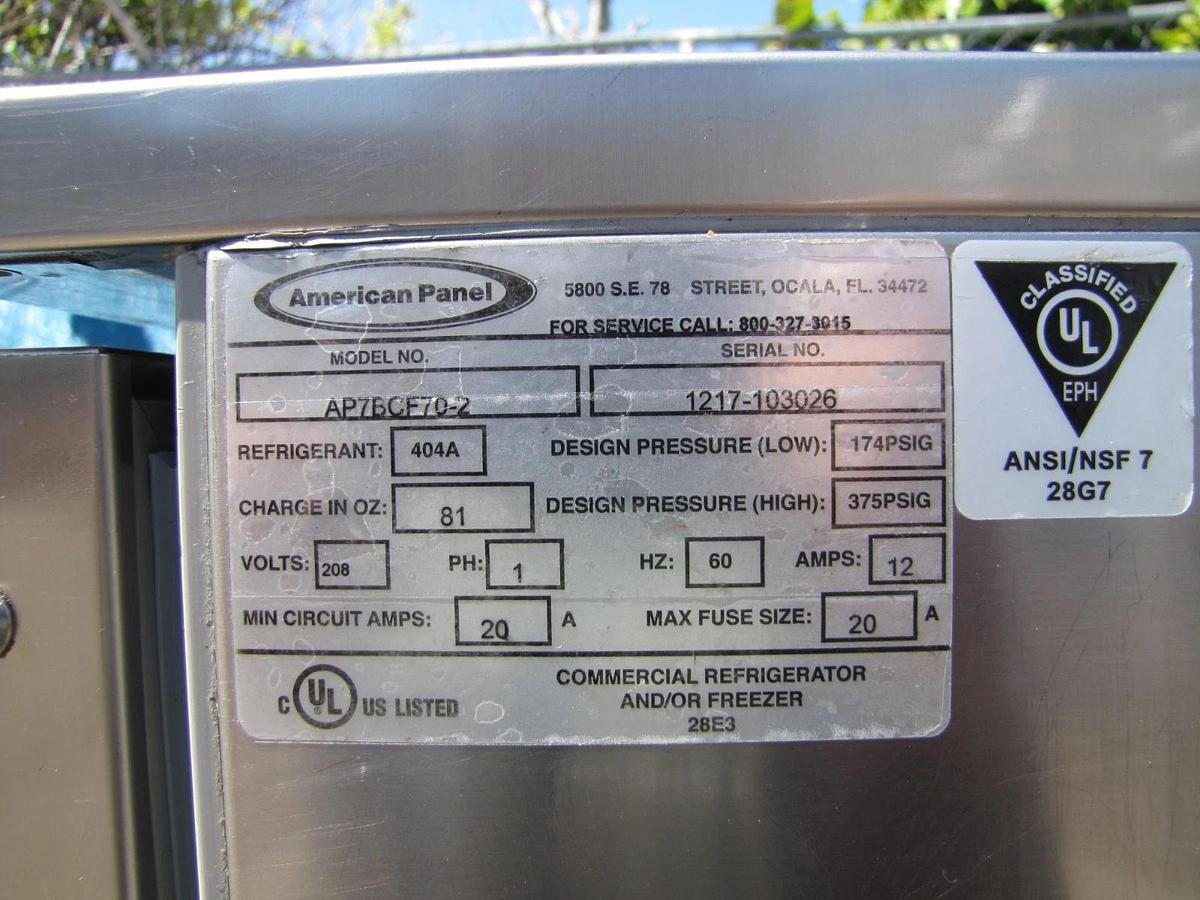 Used American Panel Blast Chiller Shock Freezer AP7BCF70-2 Single Phase 220V 1 Phase