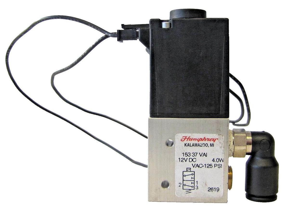 Used Humphrey 153 37 VAI Balanced Solenoid Valve 12 VDC 12V DC 1/8" NPSC Port 125 PSI