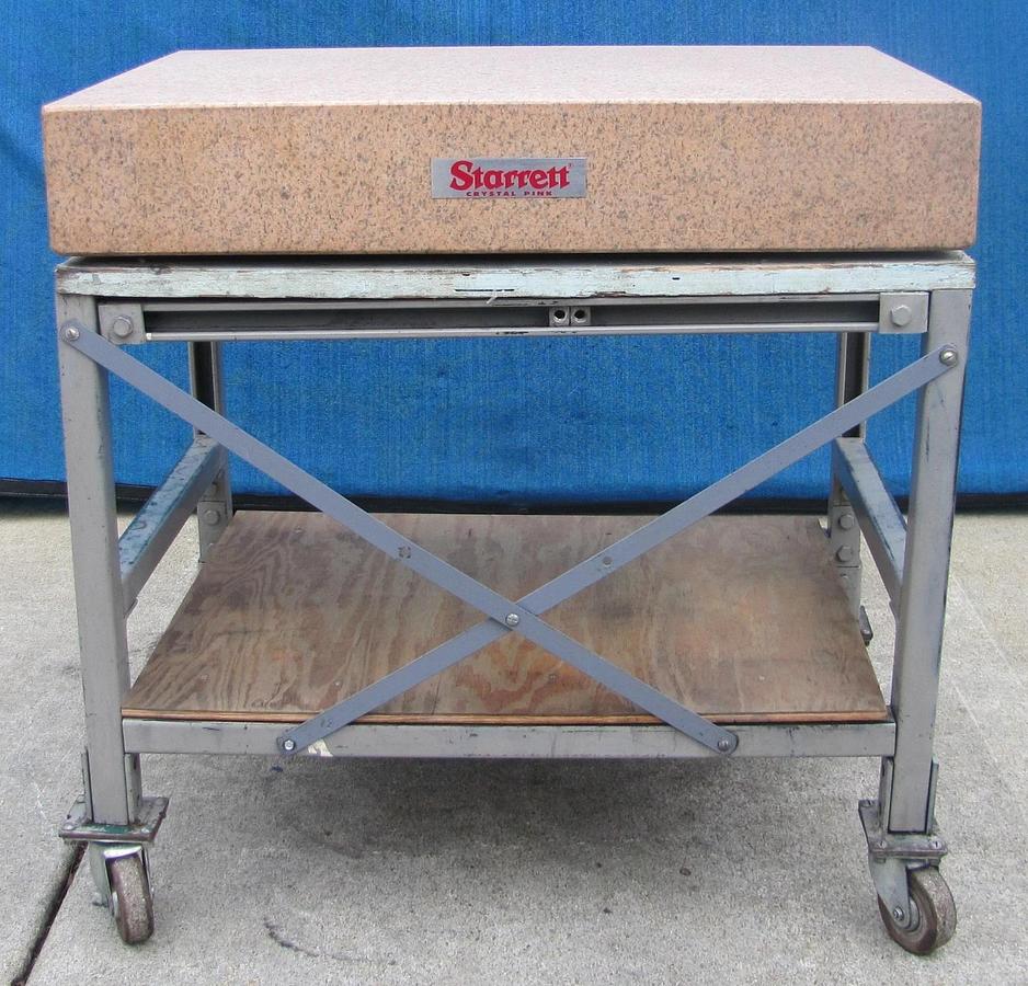 Used Starrett Crystal Pink Granite Surface Plate Inspection Table 36" x 24" Grade AA