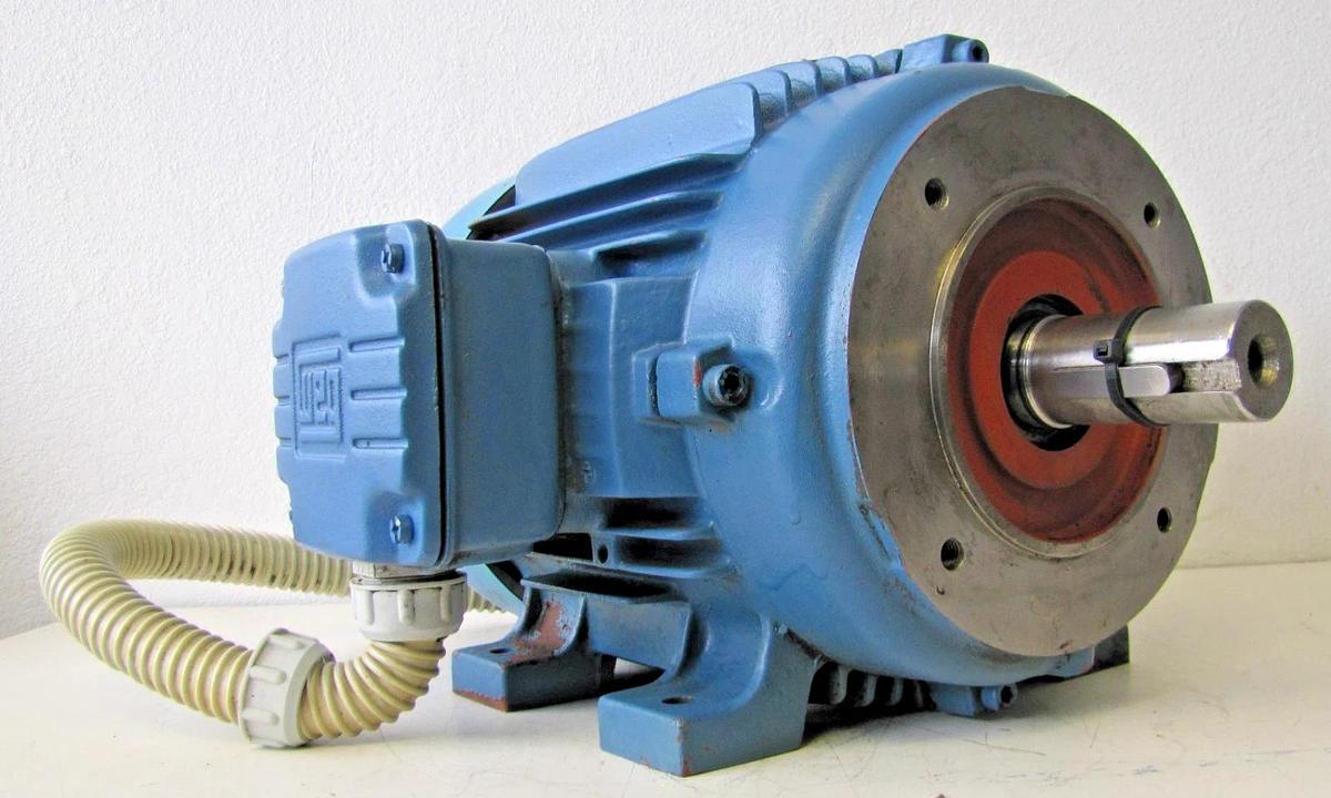 Used WEG 10HP Electric Motor 208-230/460V 3 Phase AC 3545 RPM 123S 1-3/8" Dia Shaft