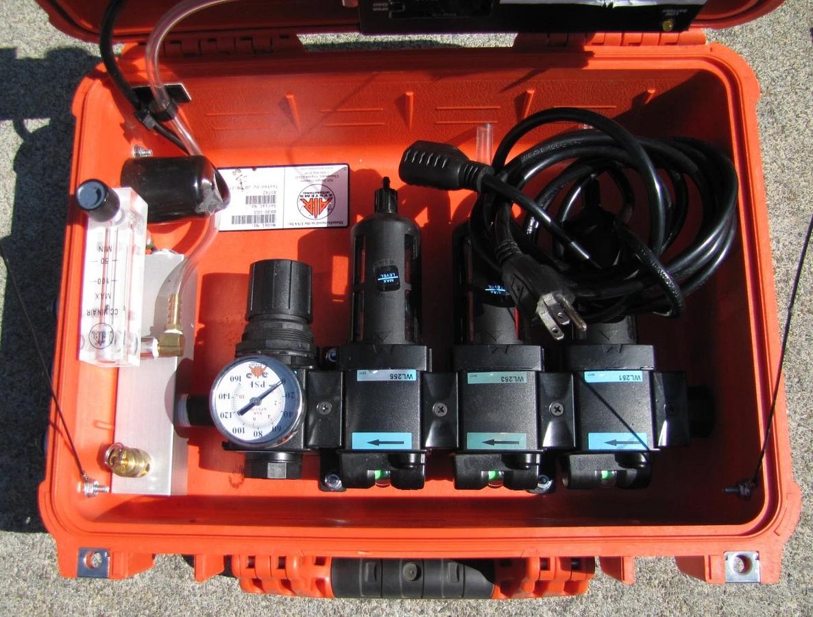 Used Twin Air TA-3 Rotary Vane Air Compressor 2HP 115V Two 50ft Hoses & Manifold #2
