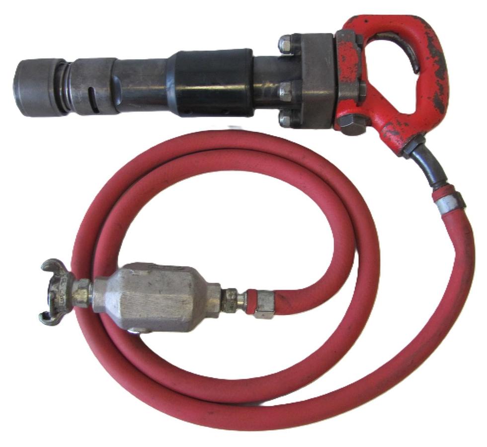 Used Industrial Pneumatic 25 lb Rivet Buster Air Hammer w/ Hose & In-Line Lubricator