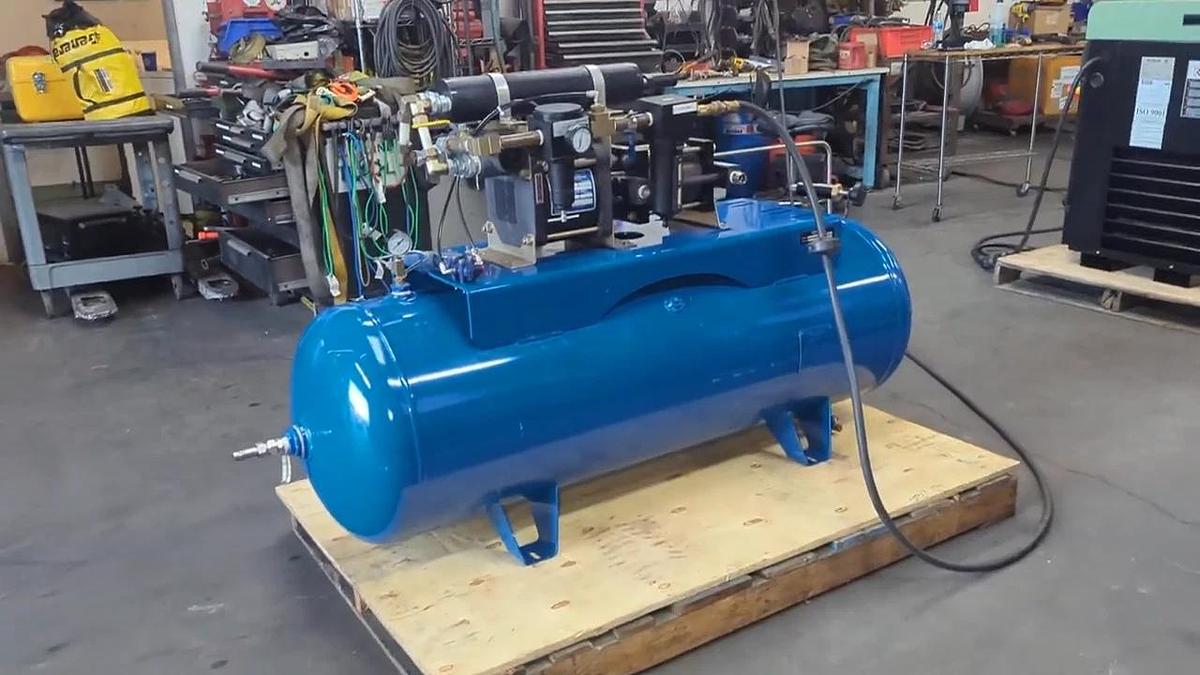Used Haskel 8AGD-2 Single Stage Double Action Gas Booster with 80 Gallon Tank