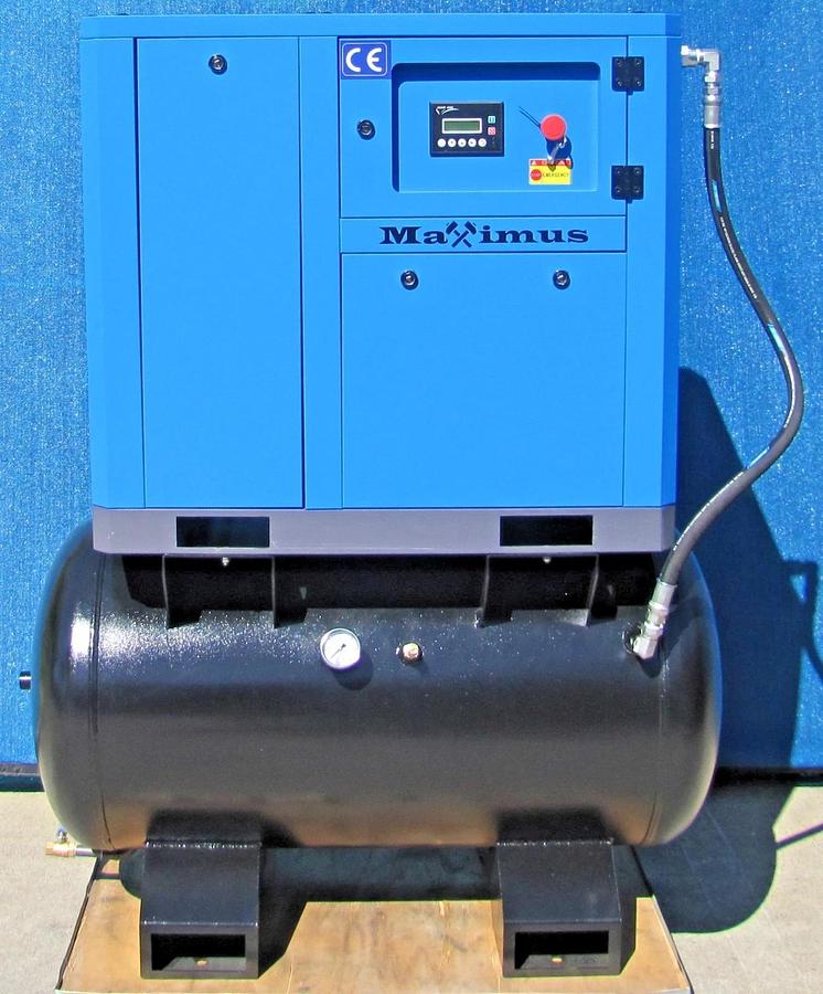 Used 2025 Maximus 10 HP Rotary Screw Air Compressor with 80 Gallon Tank 230V 3 Phase