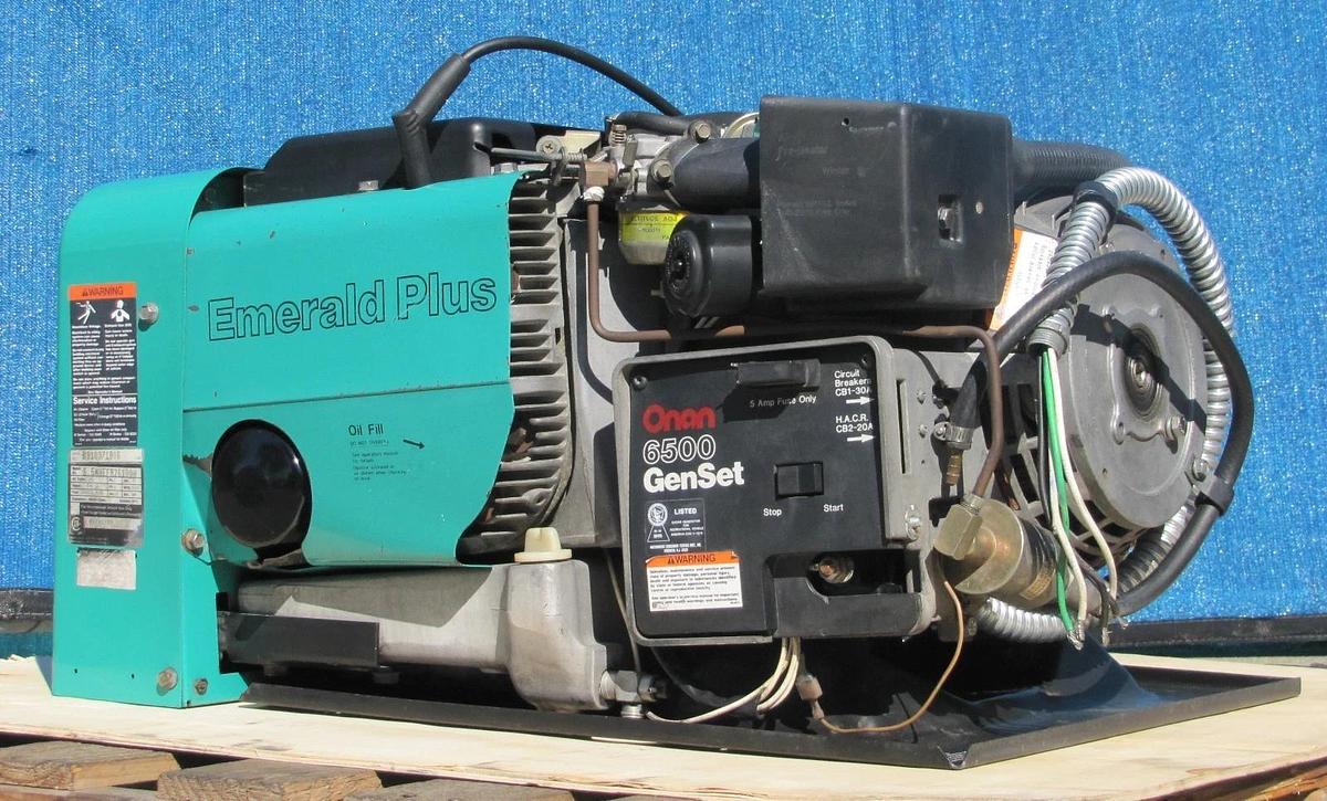 Used Onan Commercial 6500 Watt RV Gasoline Generator 120/240V Output 1784 Hours