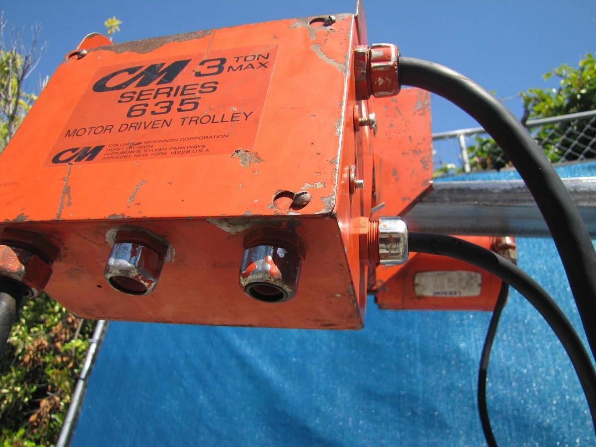 Used CM 3 Ton Series 635 Electric Motor Driven Trolley 230V 3 phase for a CM Hoist