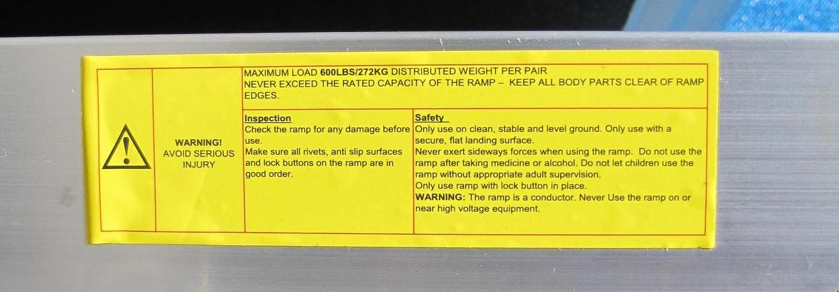 Used Aluminum Single Fold Loading Ramp 2 ft Long x 28.5 in Wide Portable 600 ft