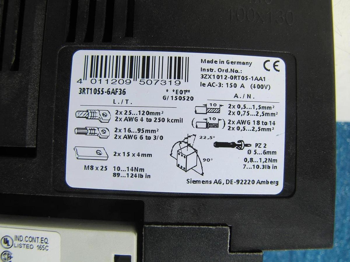 Used Siemens 185A Motor Starter Contactor 110V Coil With Overload Relay 185 Amp 1000V 754554766324