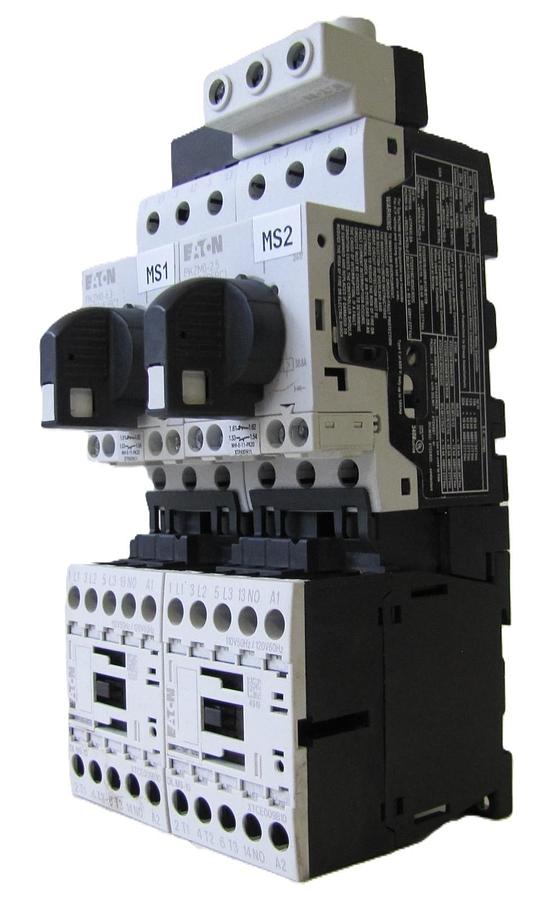 Used Eaton Reversing Contactor Assembly 2x DILM9-10 2x PKZM0-6.3 Breaker 20A 3 Pole