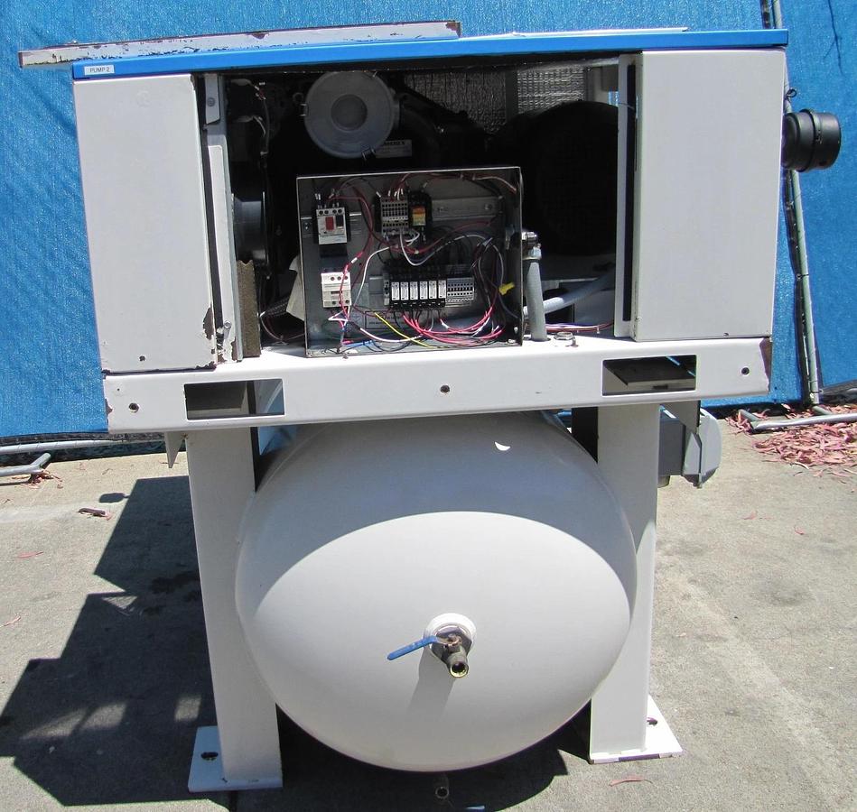 Used Powerex WhisperAIR Oil Less Dual 7.5 HP Scroll Compressor 200 Gallon Tank AS IS