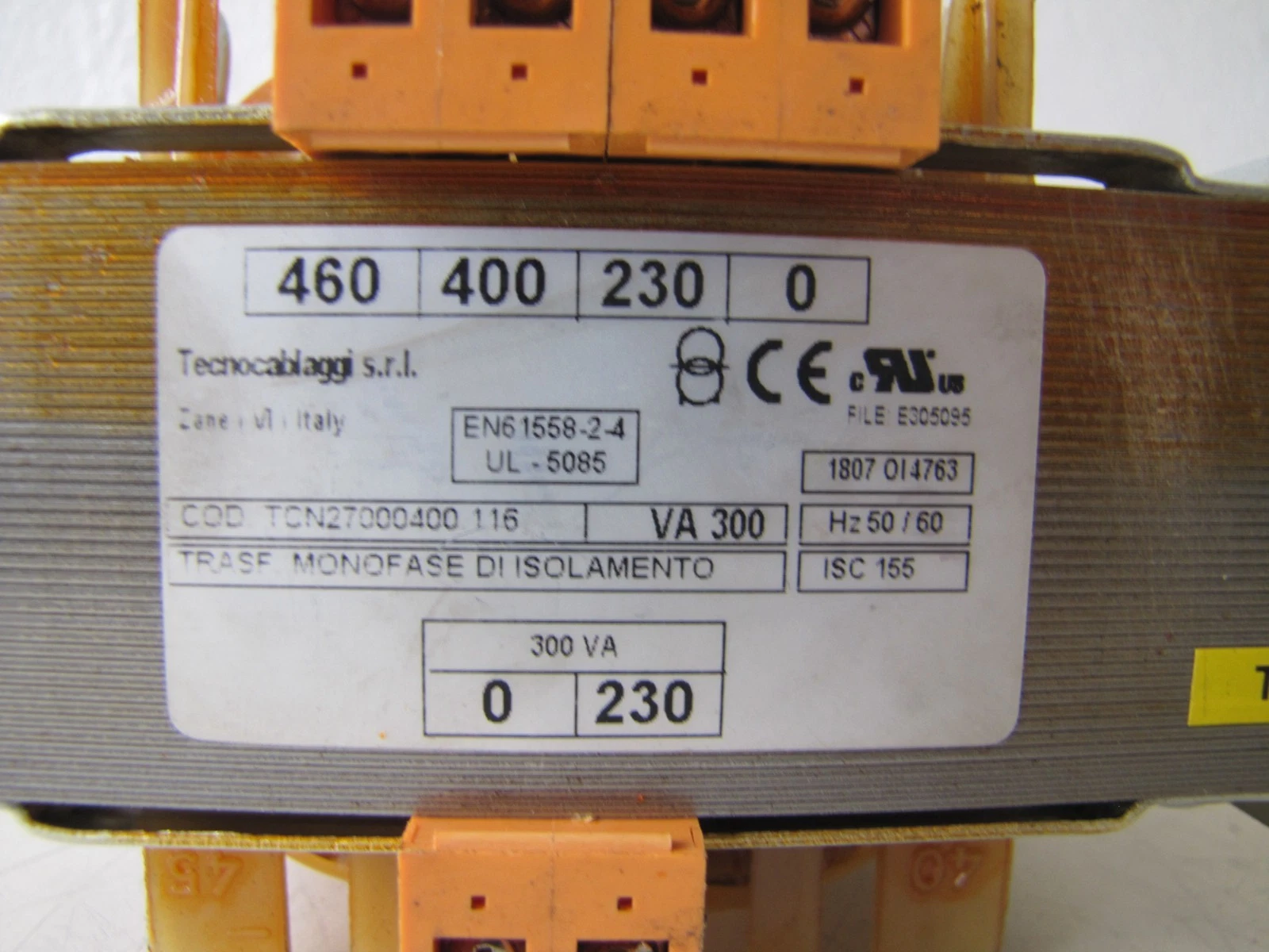 Used Tecnocablaggi 300VA Control Transformer TCN27000400.116 230/460V Input 230V Out