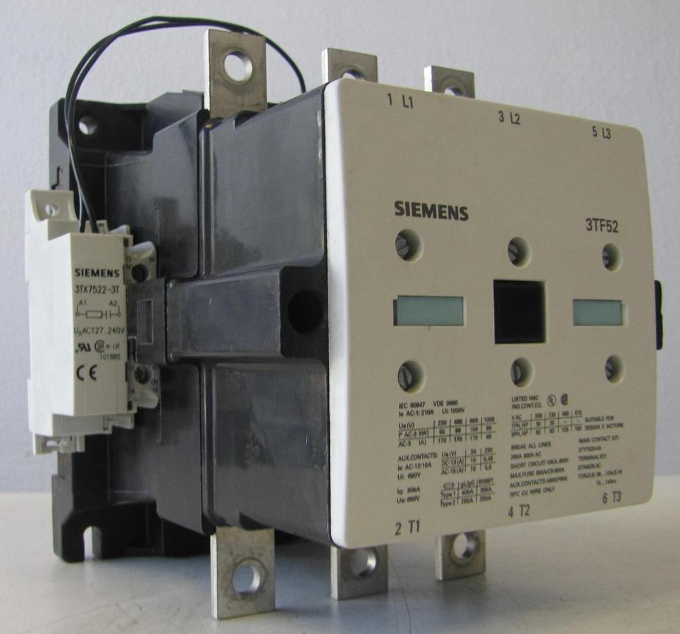 Used Siemens 3TF52 210 Amp Contactor 1000V 210A 3 Phase 230V Coil Motor Starter 200A