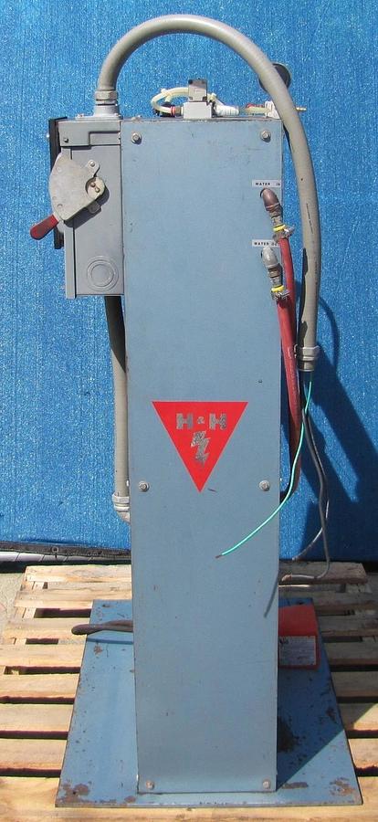 Used H&H 35 KVA Rocker Arm Resistance Spot Welder 24" Throat 230V 1 Phase w/ Coolant