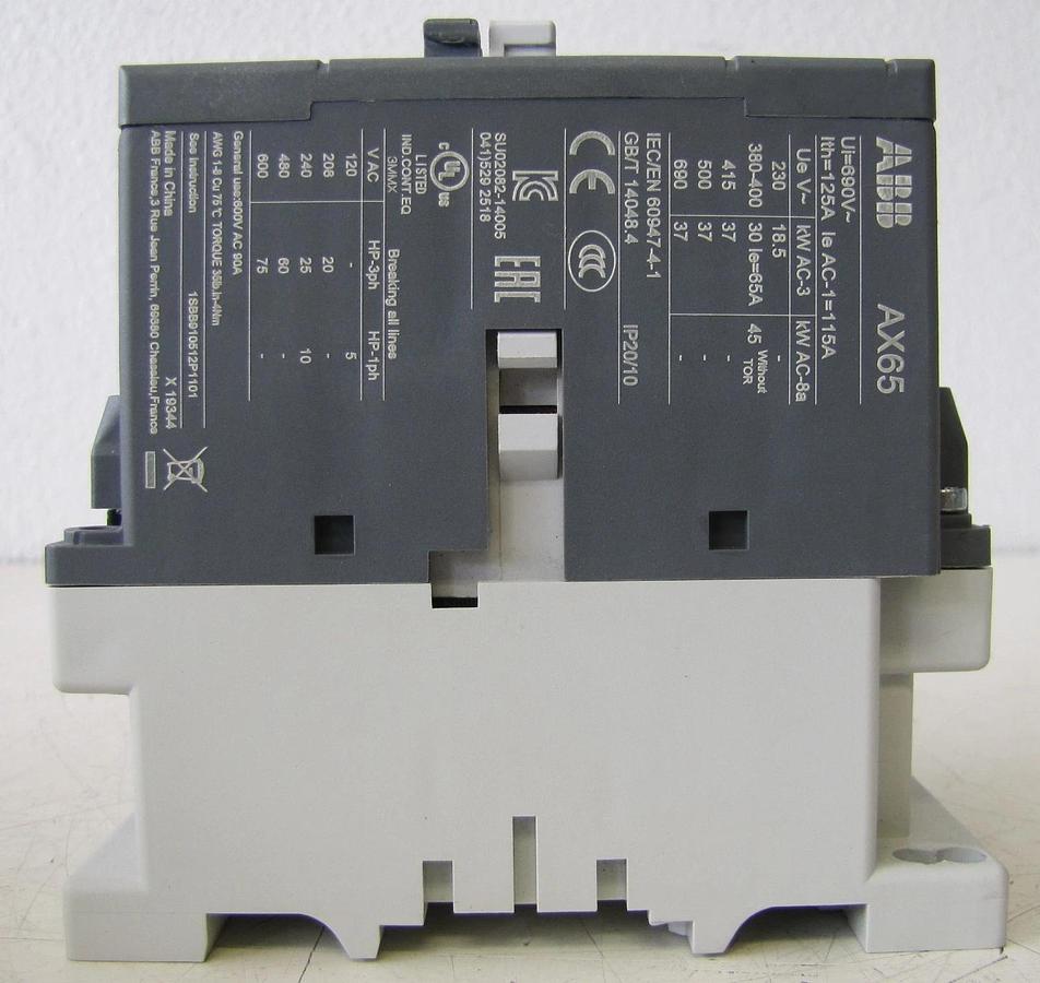 Used ABB Allen Bradley AX65-30 110 Amp 3 Pole Contactor 690V 110A with 230V Coil #2