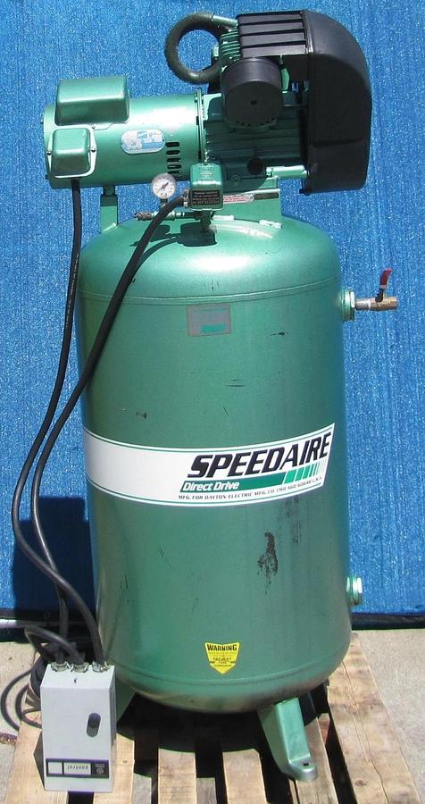Used SpeedAire 5 HP Upright Piston Air Compressor with 80 Gallon Tank 220V 1 Phase