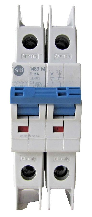 Used Allen Bradley AB 2 Amps Miniature Circuit Breaker 1489 M2D020 2A 480/277V