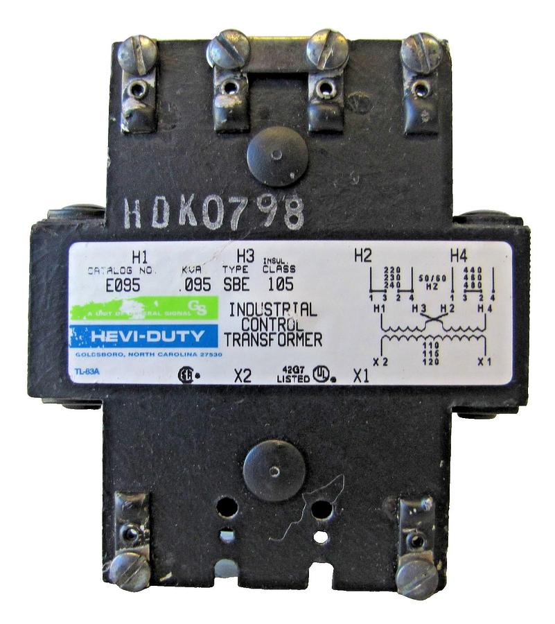 Used GS Hevi Duty .095 kVA Control Transformer 230/460V Input 115V Output 95 VA 100