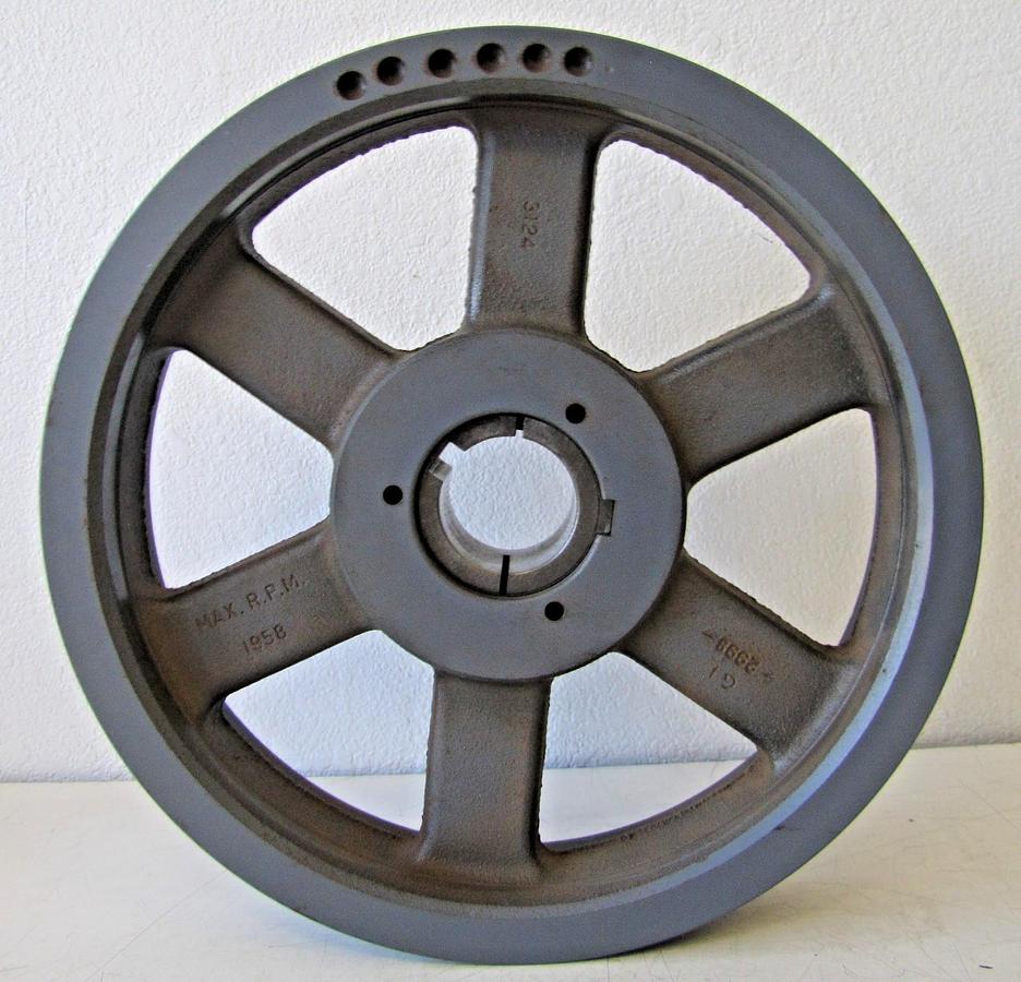 Used Browning 3 Groove 12-3/4" OD Pulley 3B5V124 with Bushing 1-7/8" ID Keyed Bore