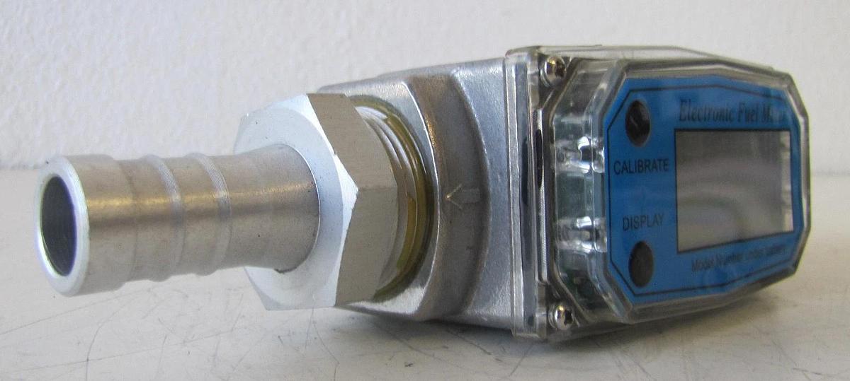 Used Digital Electronic Fuel Flow Meter Barbed Hose Connectors Multi-Fuel Gas Diesel