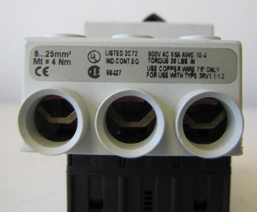 Used Siemens Sirius 3R 3RV1011-AA10 20A 20 Amp Circuit Breaker 3 Pole 600V