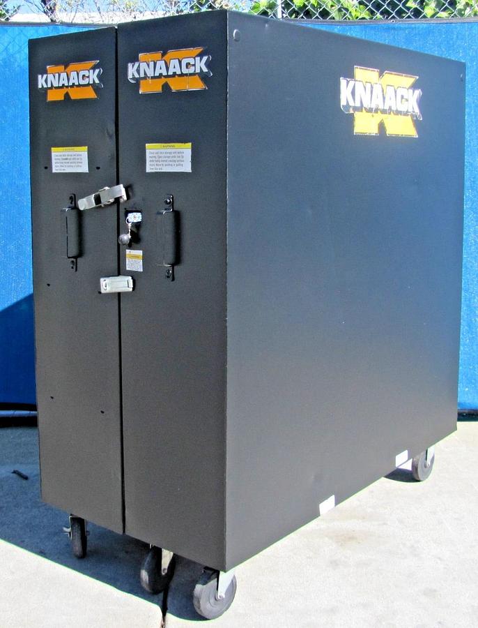 Used Knaack 100 Bi-fold Folding Rolling Storage Cabinet 65" x 30" x 60" with New Lock