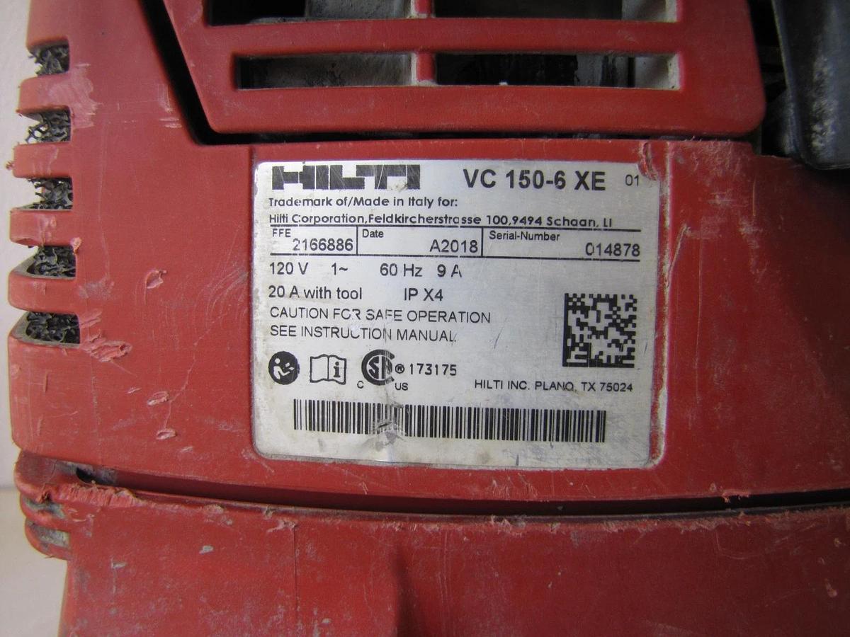 Used Hilti VC150-6XE Dust Extractor Vacuum 120V AC Hose Corded 120V Tool Outlet