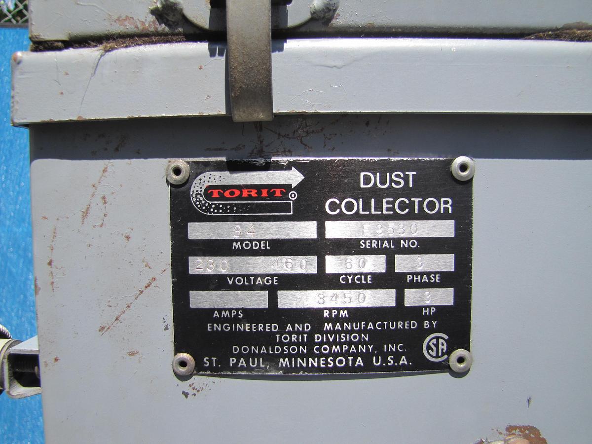 Used Torit 84 Dust Collector Air Filtration Unit 3 HP Baldor Blower Motor 230V 3 Ph