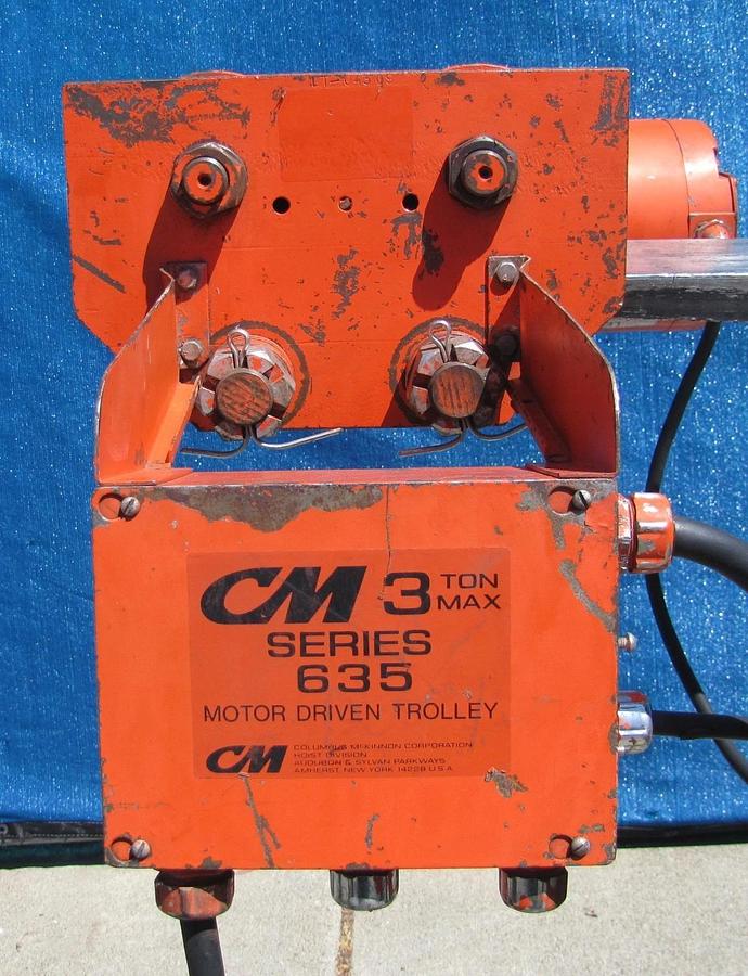 Used CM 3 Ton Series 635 Electric Motor Driven Trolley 230V 3 phase for a CM Hoist