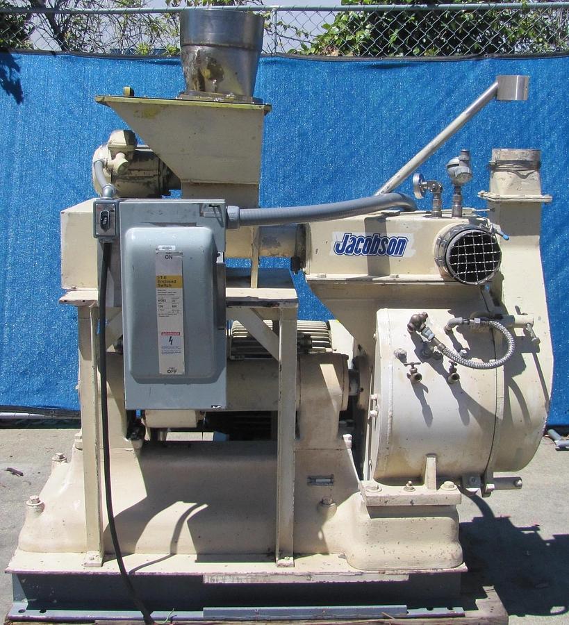 Used Jacobson 75 HP Commercial Hammer Mill Grinder 460V 3 Phase Reliance Motor AS-IS
