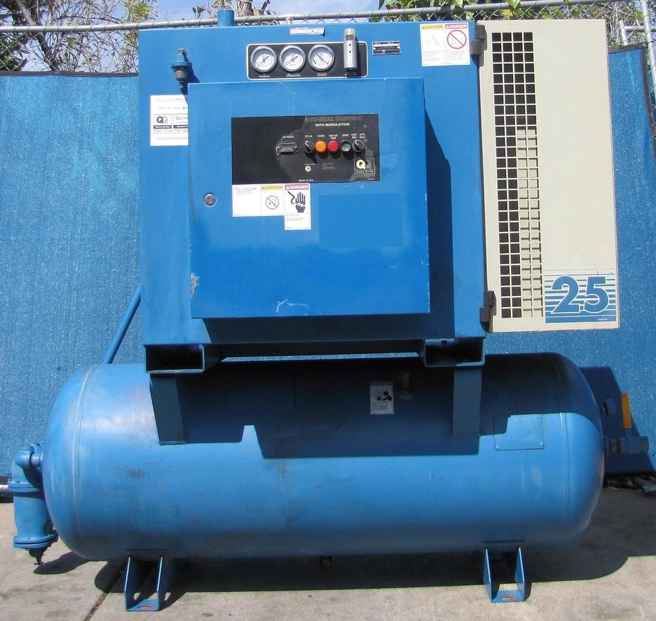 Used Quincy 25HP VFD Rotary Screw Air Compressor 120 Gal Tank 230V 3PH Only 34178 Hrs