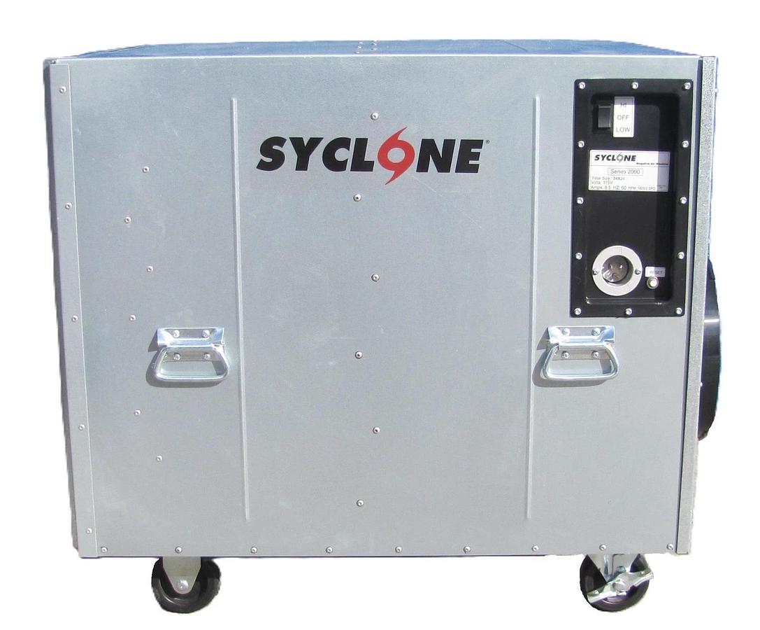 Used Syclone Negative Air Scrubber HEPA Filter 2000 CFM 115V 2 Speed Duct Port 29597