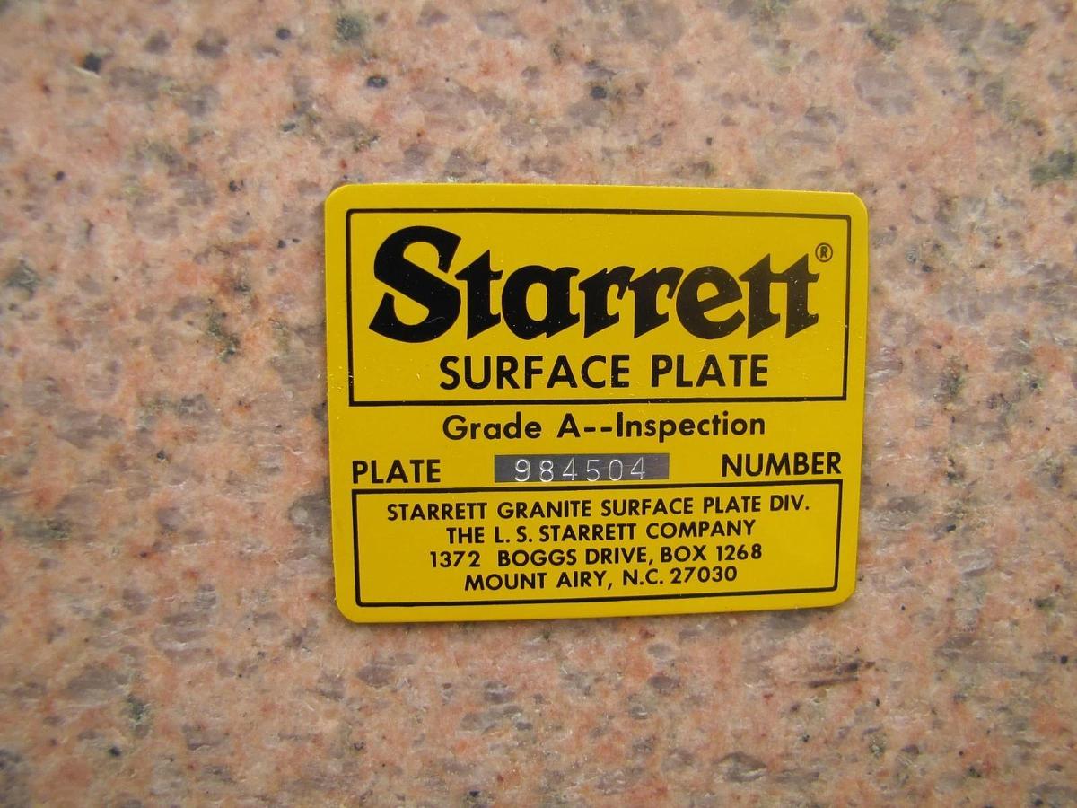 Used Starrett Crystal Pink Granite Surface Plate Inspection Table 36" x 24" Grade AA