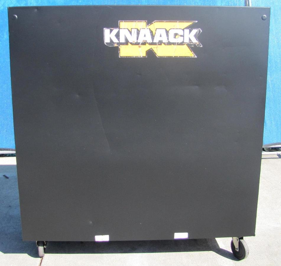 Used Knaack 100 Bi-fold Folding Rolling Storage Cabinet 65" x 30" x 60" with New Lock